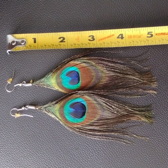 Beautiful peacock feather earrings - Picture 5 of 5